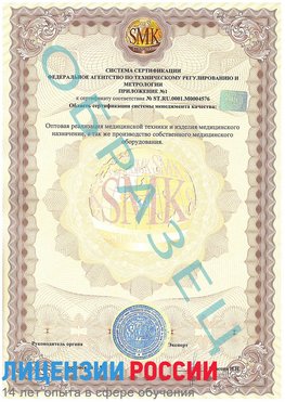 Образец сертификата соответствия (приложение) Тимашевск Сертификат ISO 13485
